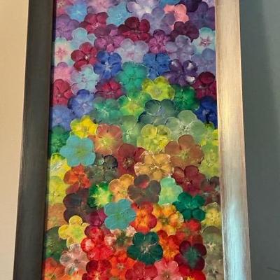 Painted Ombré Fields Of Flowers Art 14x39