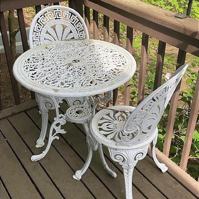 White Wrought Iron Patio / Deck Bistro Set