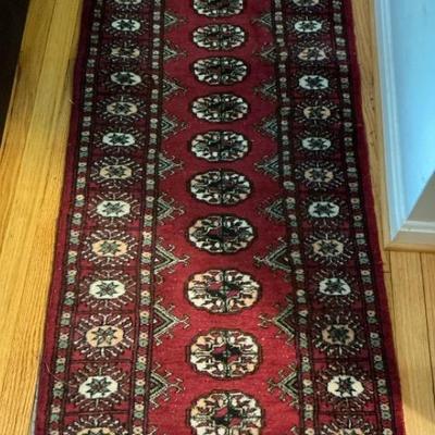 Runner Rug Red Wool Blend 24x68
