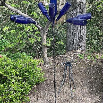 Two Metal Unique Yard Stands - 62” And 22” Tall