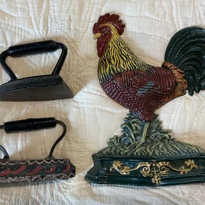 Cast Iron Rooster & Irons