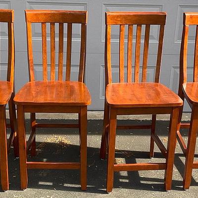 Four Tall Wood Chairs 42” H