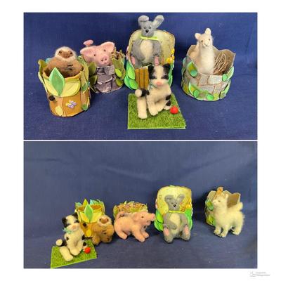 Adorable Handmade Needle Felted Part Wool Animals