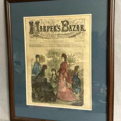 Harpers Bazaar 1872 Hand Tinted Wood Engraving Print