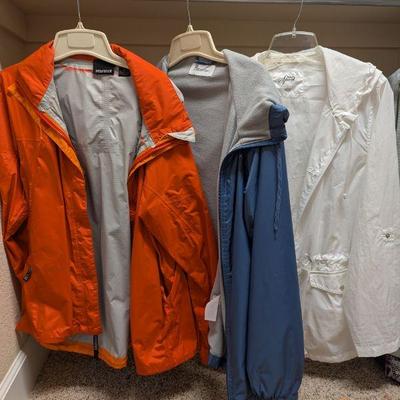 Lot #112 - Women's Size L Lightweight Wind Breaker Jackets: Marmot, Calvin Klein, Style & Co
