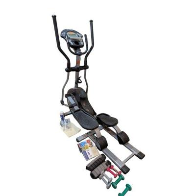 Lot #108 - Champion C84e Elliptical Trainer, Fitness DVDs and Hand Weights