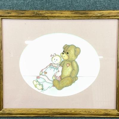 Pink Doll And Bear Print