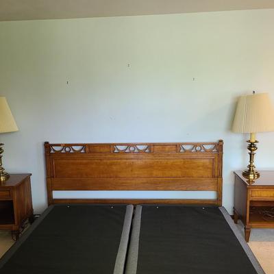 Henredon Fine Furniture king headboard and powered nightstands
