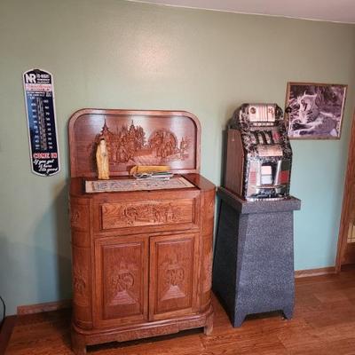 Antique Asian bar front hand carved 