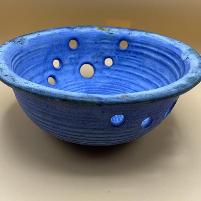 McCarty Pottery Cobalt Blue Bowl W/ Holes  