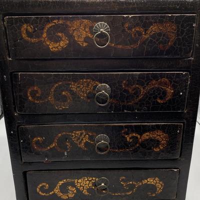 Ornate 4 Drawer Wooden Chest 