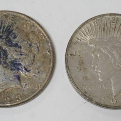 1195	2 1923 PEACE SILVER DOLLARS
