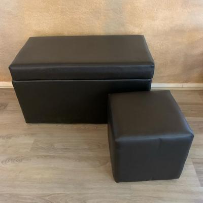Leather Storage Bench And Leather Cube Stool 