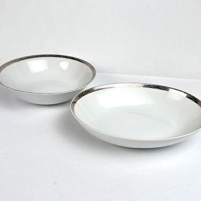 Lot #134 Vintage Fukagawa Arita Fine China Dinnerware Pattern #917 Silver Lichen Serving Bowls - Set of 2
