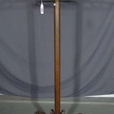 VERY FINE ANTIQUE HEAVY BRASS FLOOR COAT RACK