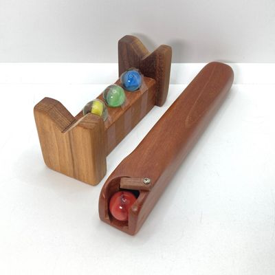 LOT 170: Pair of Wooden Kaleidoscopes w/ base