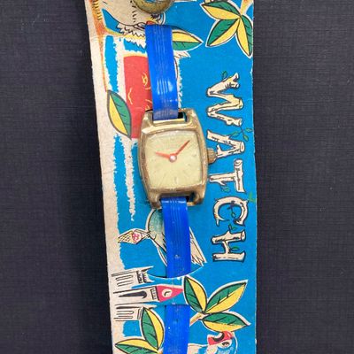 LOT 300: Vintage Toys - Tin / Metal Colorful Bird and Plastic Bird Watch