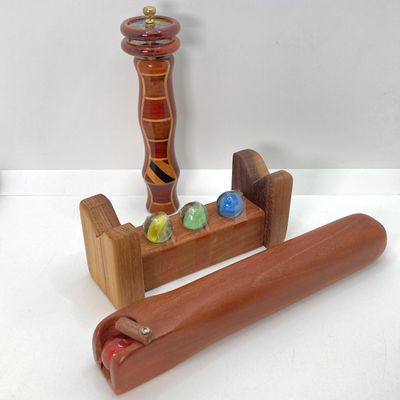 LOT 170: Pair of Wooden Kaleidoscopes w/ base