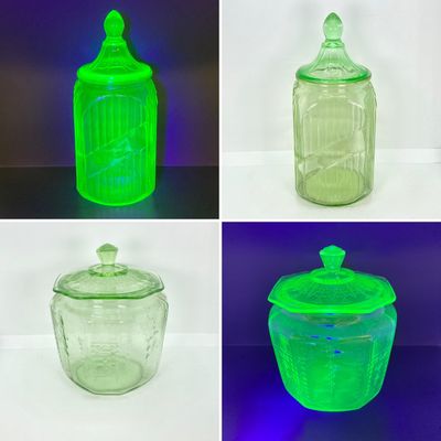 LOT 296: Lidded Uranium Glass Jars