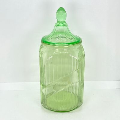 LOT 296: Lidded Uranium Glass Jars