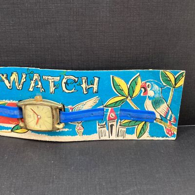 LOT 300: Vintage Toys - Tin / Metal Colorful Bird and Plastic Bird Watch