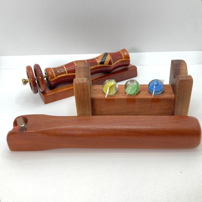 LOT 170: Pair of Wooden Kaleidoscopes w/ base