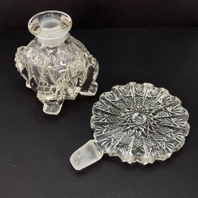 LOT 235: Three Stunning Vintage Glass / Crystal Perfume Bottles with Stoppers