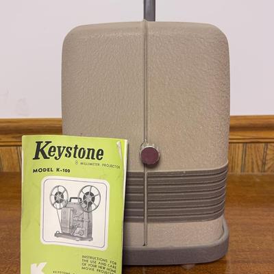 Incredible VintageKeystone 8 Millimeter Projector (Model K-100) W/ Picturemaster Projection Screen  