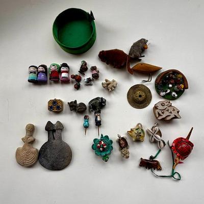 Lot #169 - Vintage Mini Tchotchkes, Including Kokeshi Dolls, Mesopotamian Artifacts, and more