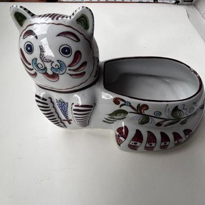 Lot #176 - Portuguese Hand Painted Ceramic Cat Planter