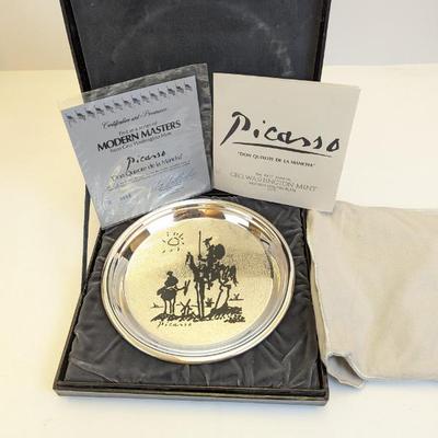 Lot #232 - Picasso Don Quixote de la Mancha Sterling Silver Plate Geo Washington Mint