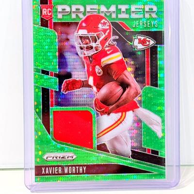 2024 Prizm Football Xavier Worthy Premier Jerseys RC Neon Green Pulsar Chiefs