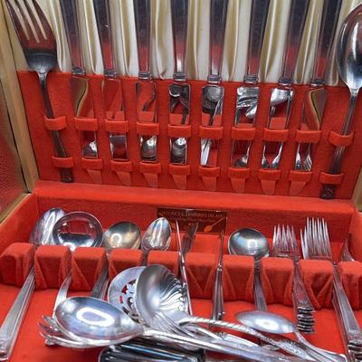 Holmes & Edwards International Silver Flatware Set + Additional Plated Serving Pieces