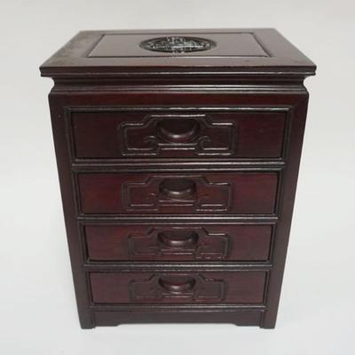 1176	ASIAN 4 DRAWER JEWELRY CHEST, APPROXIMATELY 7 IN X 9 IN X 12 IN HIGH

