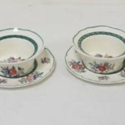 1141	WEDGWOOD *FLORAL* 6 SCALLOP RAMEKINS & SAUCERS, PLATES APPROXIMATELY 5 1/2 IN, RAMEKINS APPROXIMATELY 4 IN
