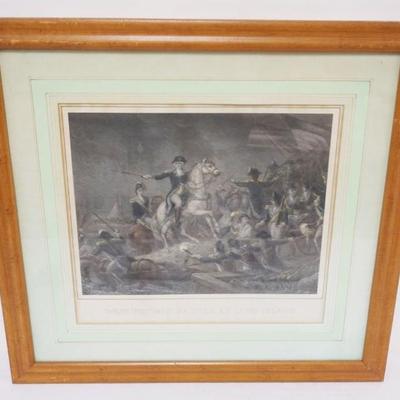 1184	FRAMED & MATTED PRINT *WASHINGTON BATTLE AT LONG ISLAND* APPROXIMATELY 24 IN X 22 IN OVERALL
