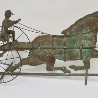 1257	COPPER WEATHER VANE, HORSE & SULKY, APPROXIMATELY 36 IN X 10 IN X 19 IN H

