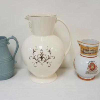 1129	GROUP OF ASSORTED PITCHERS INCLUDING WEDGWOOD, LENOX, LARGEST PIECE APPROXIMATELY 13 IN
