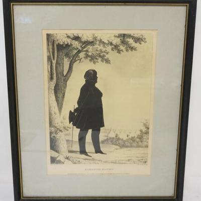 1195	FRAMED & MATTED LITHOGRAPH, SILHOUETTE ALEXANDER MACOMB BY EC KELLOG, APPROXIMATELY 17 IN X 21 IN OVERALL
