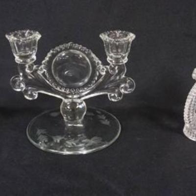 1160	ASSORTED CANDELABRAS INCLUDING PADEN CITY ELEGANT GLASS & FEDERAL GLASS CANDLESTICKS, TALLEST APPROXIMATELY 6 IN HIGH
