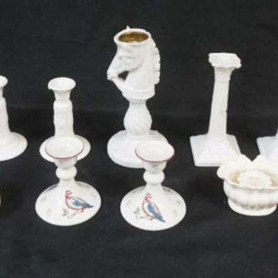 1165	LARGE GROUP OF ASSORTED CANDLESTICKS, TALLEST APPROXIMATELY 9 IN
