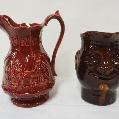 1124	PORTMERION *PUNCH* PITCHER & BENNINGTON GLAZE FACE JUG, LARGEST APPROXIMATELY 8 IN X 4 1/2 IN X 10 1/4 IN
