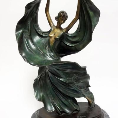 1218	CONTEMPORARY LOUIS ICART BRONZE FIGURE *FASCINATION* ON MARBLE BASE, APPROXIMATELY 21 IN H
