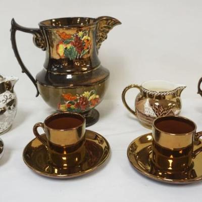 1120	GROUP OF ASSORTED COPPER & SILVER LUSTRE, LARGEST PIECE APPROXIMATELY 8 IN HIGH
