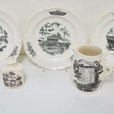 1115	WEDGWOOD AMERICAN INDEPENDENCE, AMERICAN HERITAGE, METROPOLITAN MUSEUM OF ART, COMEMORATIVE SERIES INCLUDING 3 PITCHERS, COVERED...