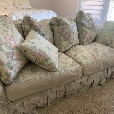 Laura Ashley style couch and chair down filled 