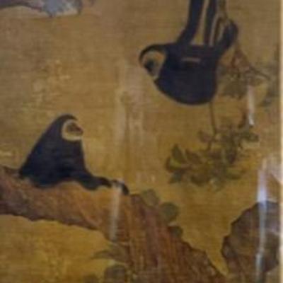 “Gibbons In A Loquat Tree” Lithograph, Framed