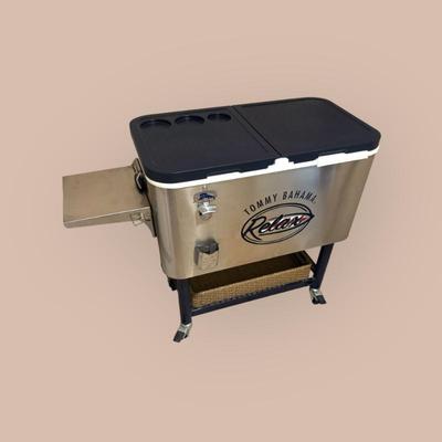 TOMMY BAHAMA STAINLESS COOLER
Available for presale.  Please refer to "Presale" information.  TEXT 760-668-0554 to buy