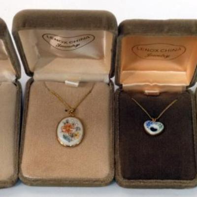 1119	LENOX CHINA JEWELRY INCLUDING 4 NECKLACES,  14K GOLD FILLED
