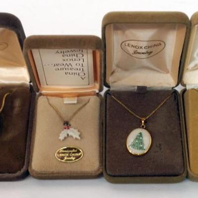 1126	LENOX CHINA JEWELRY INCLUDING 4 NECKLACES,  14K GOLD FILLED
